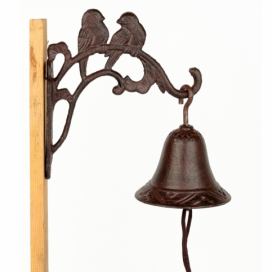 Litinový zvonek dva ptáci 21cm