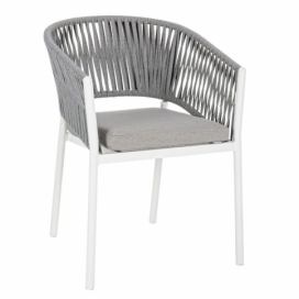 Šedo-bílá látková zahradní židle Bizzotto Florencia