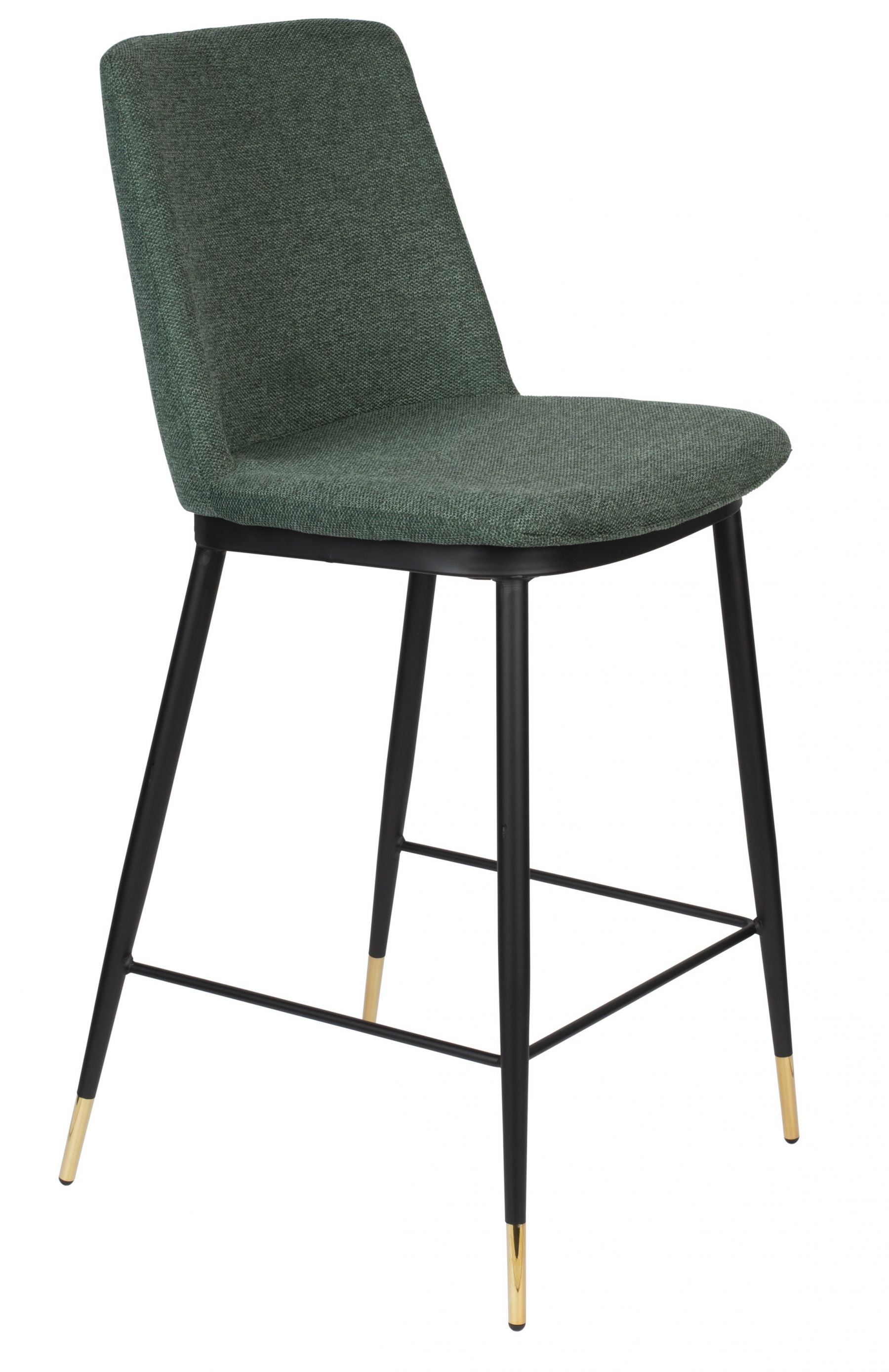 White Label Tmavě zelená látková barová židle WLL LIONEL 65 cm - Designovynabytek.cz