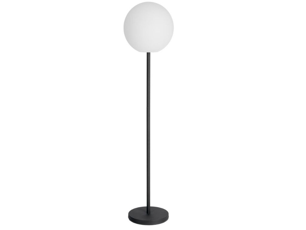 Bílá plastová stojací LED lampa Kave Home Dinesh 155 cm s černou podnoží - Designovynabytek.cz