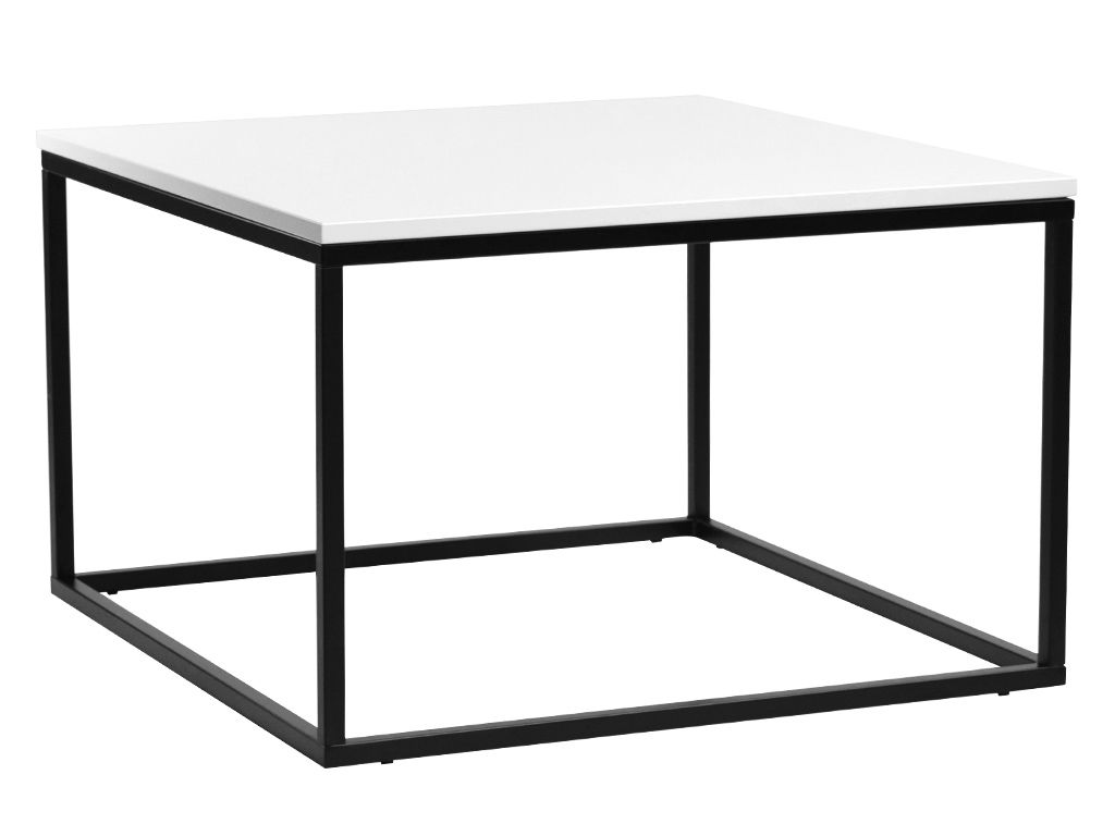 FormWood Bílý konferenční stolek Villa 75 x 75 cm s černou podnoží - Designovynabytek.cz