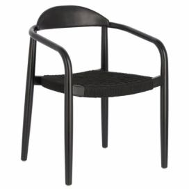Černá dřevěná jídelní židle Kave Home Nina s černým výpletem