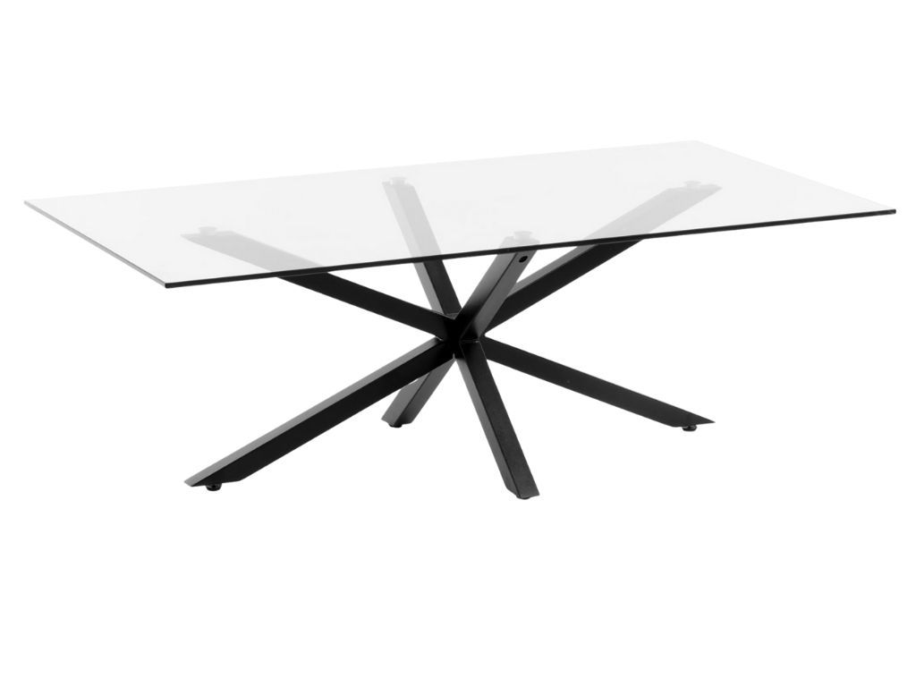 Skleněný konferenční stolek Kave Home Argo 130 x 70 cm s černou kovovou podnoží - Designovynabytek.cz