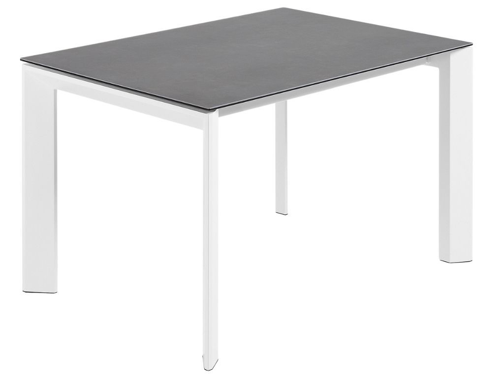 Antracitově šedý keramický rozkládací jídelní stůl Kave Home Axis II. 160/220 x 90 cm, bílá podnož - Designovynabytek.cz