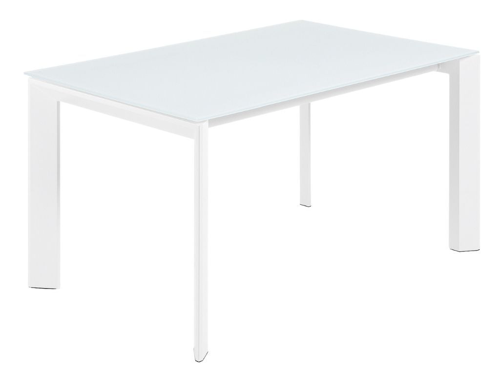 Bílý skleněný rozkládací jídelní stůl Kave Home Axis 160/220 x 90 cm - Designovynabytek.cz