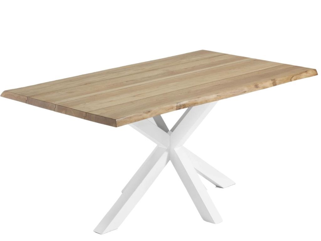 Masivní dubový jídelní stůl Kave Home Argo 220 x 100 cm s bílou kovovou podnoží - Designovynabytek.cz