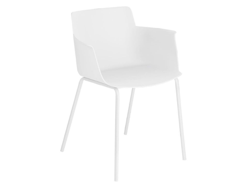 Bílá plastová jídelní židle Kave Home Hannia s područkami - Designovynabytek.cz