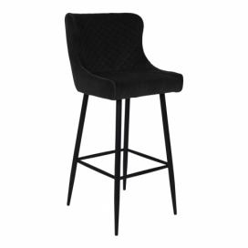 Nordic Living Černá sametová barová židle Leonie 75 cm