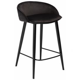 Dan-Form Černá sametová barová židle DanForm Dual 66 cm