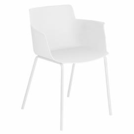 Bílá plastová jídelní židle Kave Home Hannia s područkami