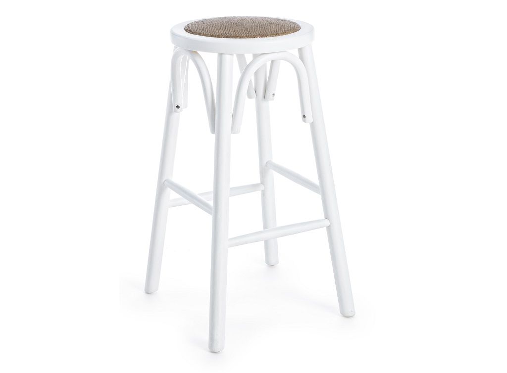 Bílá dřevěná barová židle Bizzotto Circle 73 cm - Designovynabytek.cz
