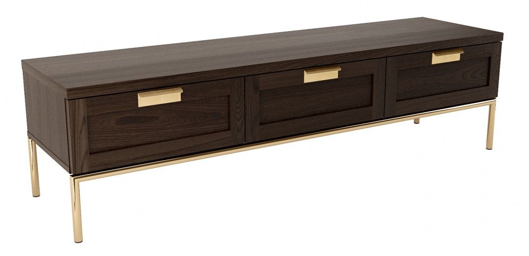 Ořechový TV stolek Woodman Pimlico se zlatou podnoží 150 x 44 cm - Designovynabytek.cz