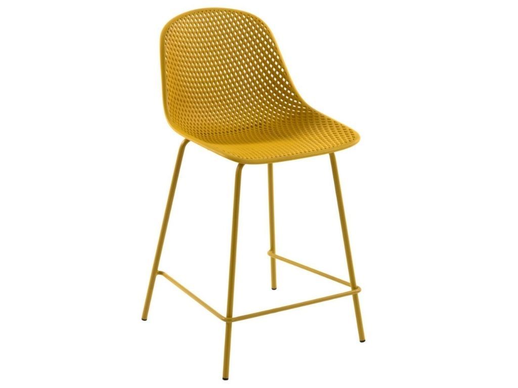 Žlutá plastová barová židle Kave Home Quinby 65 cm - Designovynabytek.cz