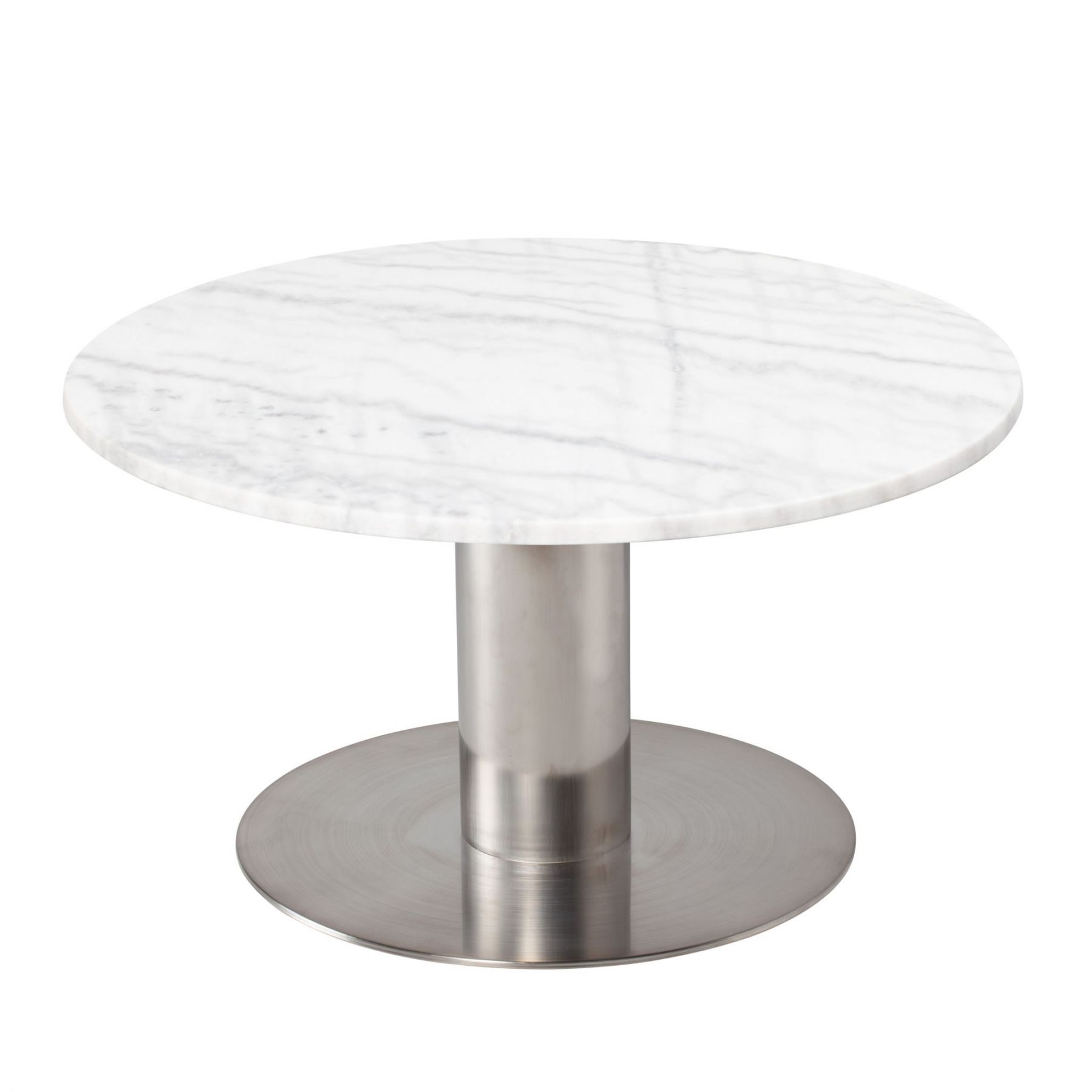 Bílý mramorový konferenční stolek RGE Pepo s kartáčovanou podnoží Ø 85 cm - Designovynabytek.cz