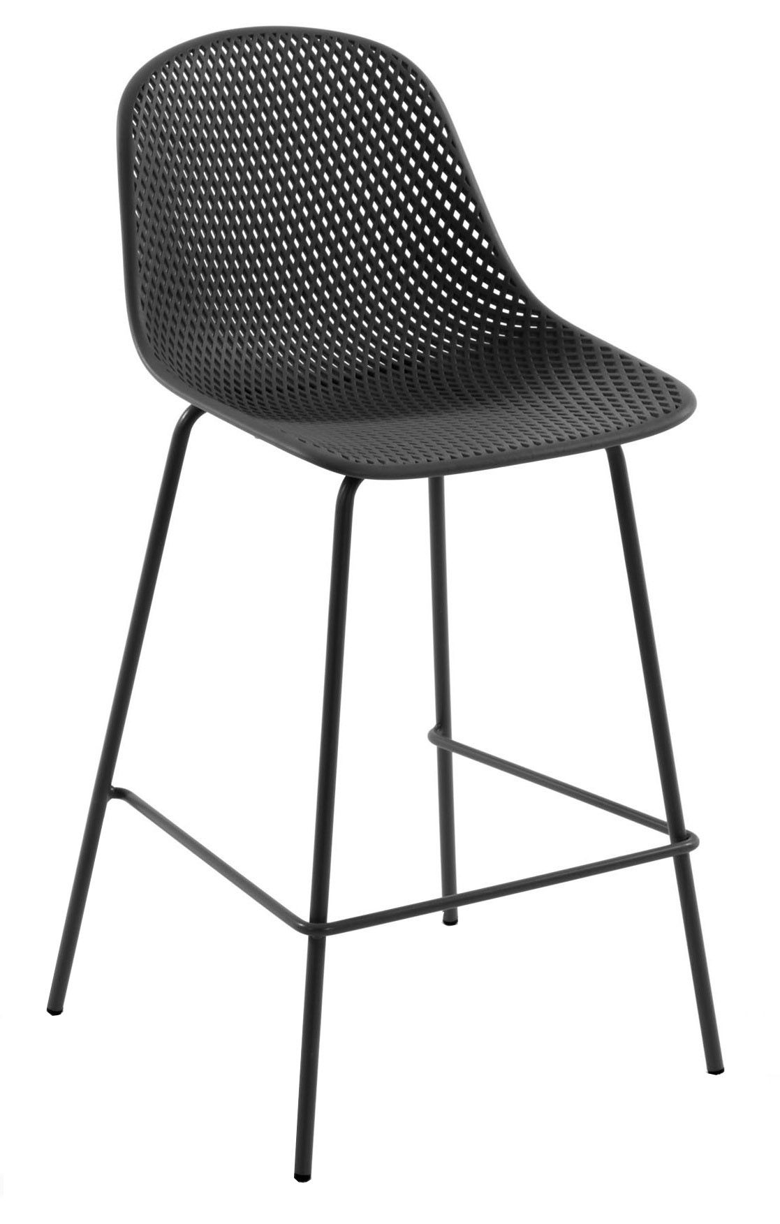 Tmavě šedá plastová barová židle Kave Home Quinby 75 cm - Designovynabytek.cz