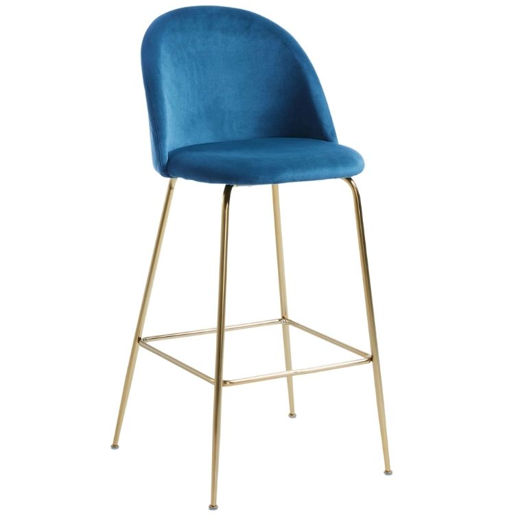 Modrá sametová barová židle LaForma Mystere 108 cm - Designovynabytek.cz