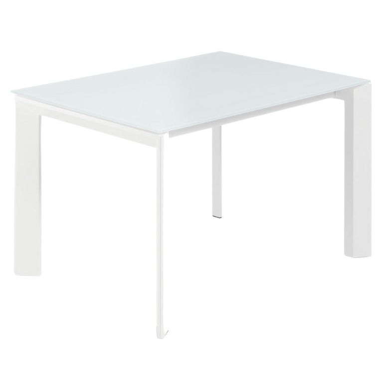 Bílý skleněný rozkládací jídelní stůl Kave Home Axis 120/180 x 80 cm - Designovynabytek.cz