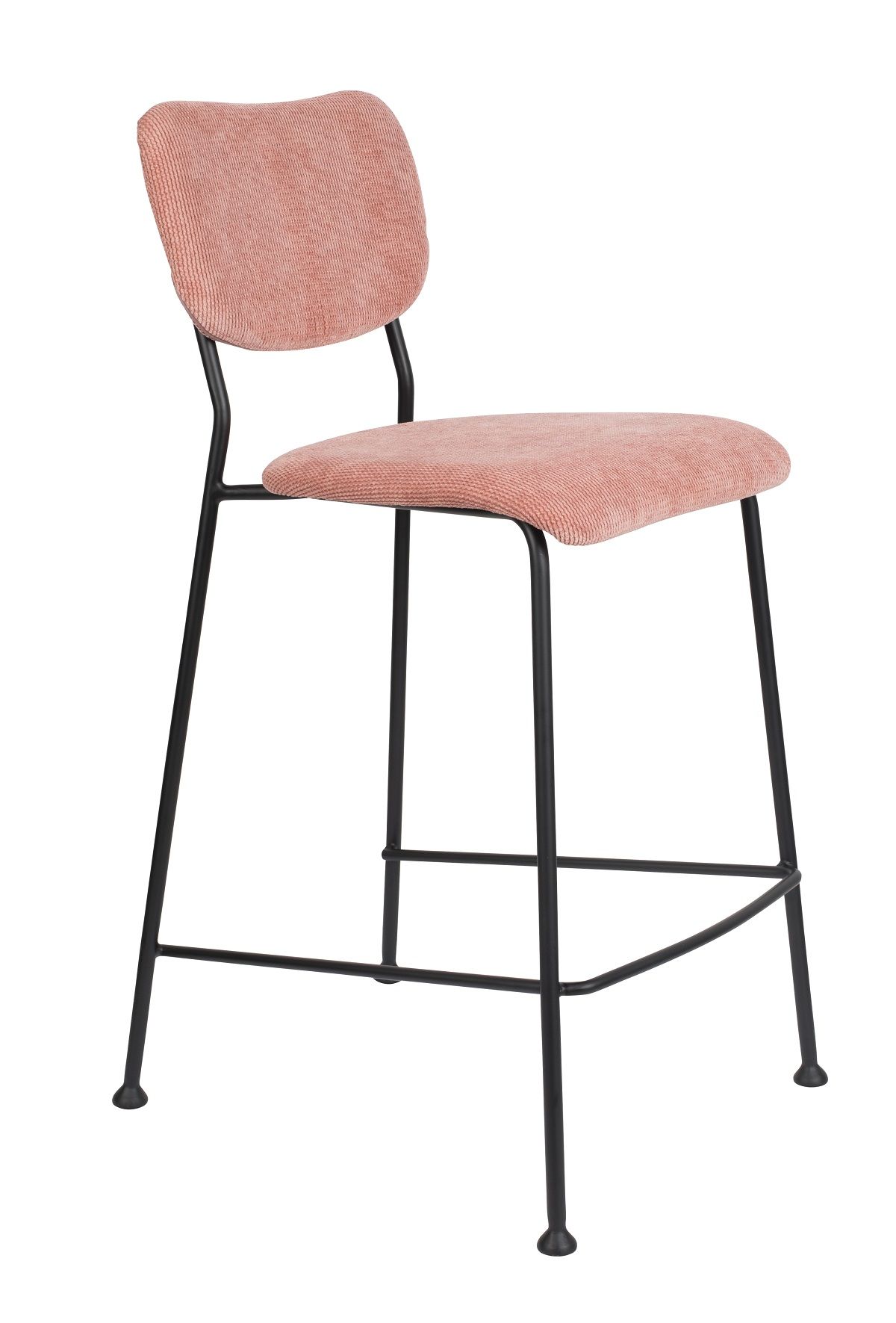 Růžová manšestrová barová židle ZUIVER BENSON 65 cm - Designovynabytek.cz