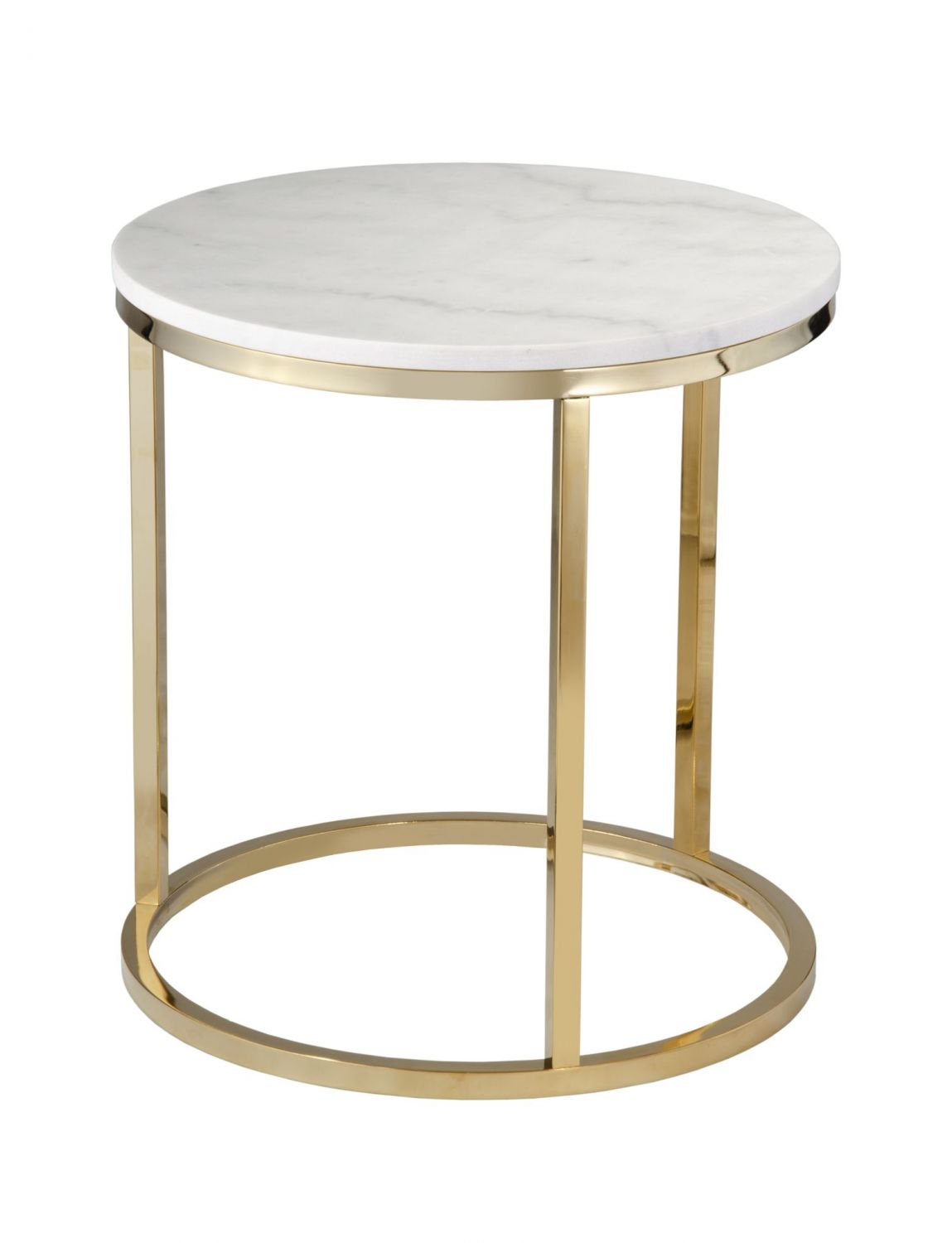 Bílý mramorový konferenční stolek RGE Accent s lesklou zlatou podnoží Ø 50 cm - Designovynabytek.cz