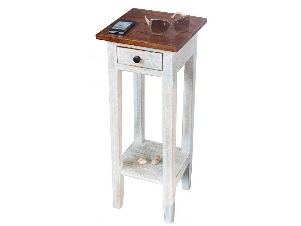 Moebel Living Bílý dřevěný odkládací stolek Lilly 25 x 30 cm - Designovynabytek.cz