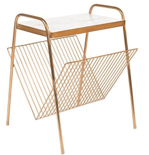 Zlatý kovový odkládací stolek Bold Monkey Keep It Tidy 43 x 40 cm s mramorovou deskou - Designovynabytek.cz