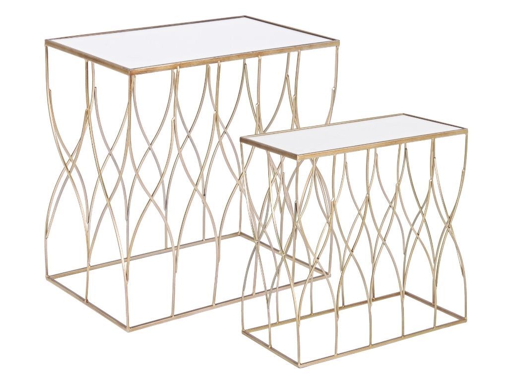 Set dvou zlatých kovových odkládacích stolků Bizzotto Elenor 51 x 30,5/56 x 35,5 cm - Designovynabytek.cz