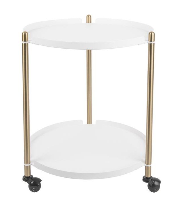 Time for home Bílo zlatý kovový odkládací stolek Haran 42,5 cm - Designovynabytek.cz