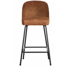 Hoorns Koňakově hnědá kožená barová židle Tergi 65 cm