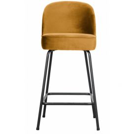 Hoorns Hořčicově žlutá sametová barová židle Tergi 65 cm