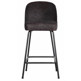 Hoorns Černá kožená barová židle Tergi 65 cm