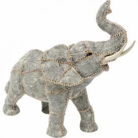 Soška Slon s chobotem nahoru s nýty z perel 26cm