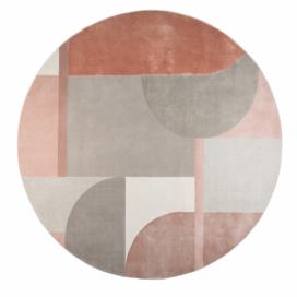Růžovo šedý kulatý koberec ZUIVER HILTON 240 cm