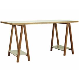 Bílý pracovní stůl Woodman Highbury s dubovou podnoží 160x75 cm