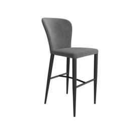 Tmavě šedá látková barová židle Miotto Pavia s kovovou podnoží 72 cm