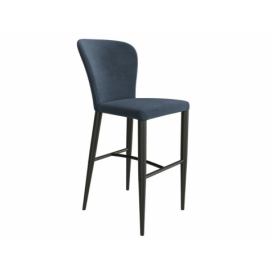 Petrolejově modrá látková barová židle Miotto Pavia s kovovou podnoží 72 cm