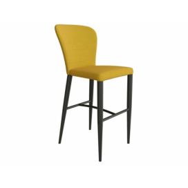 Hořčicově žlutá látková barová židle Miotto Pavia s kovovou podnoží 72 cm