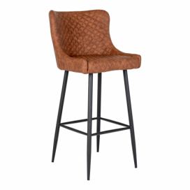 Nordic Living Hnědá koženková barová židle Leonie 75 cm