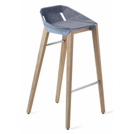 Světle modrá plstěná barová židle Tabanda DIAGO s dubovou podnoží 75 cm
