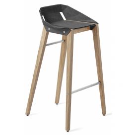 Šedá plstěná barová židle Tabanda DIAGO s dubovou podnoží 75 cm