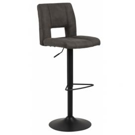 Scandi Tmavě šedá látková barová židle Richie 62-83 cm