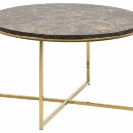 Scandi Hnědý mramorový konferenční stolek Venice 80 cm