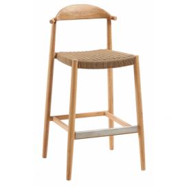 Dřevěná barová židle Kave Home Nina 76 cm s hnědým výpletem