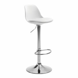 Bílá koženková barová židle LaForma Orlando 60-82 cm