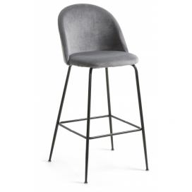 Šedá sametová barová židle Kave Home Ivonne 76 cm