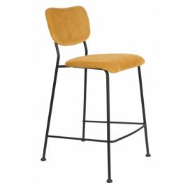Okrová manšestrová barová židle ZUIVER BENSON 65 cm