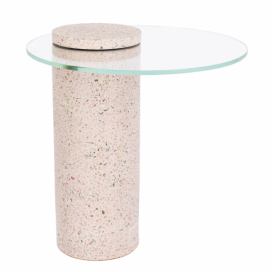 Světle růžový terrazzo odkládací stolek ZUIVER ROSALINA 40 cm