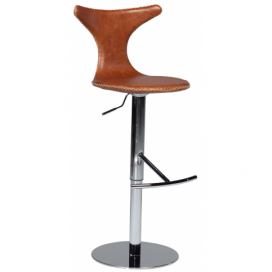 ​​​​​Dan-Form Hnědá kožená barová židle DAN-FORM Dolphin 53-80 cm