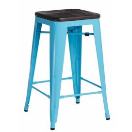 Barová židle PARIS WOOD 75cm modrá borovice kartáčovaná