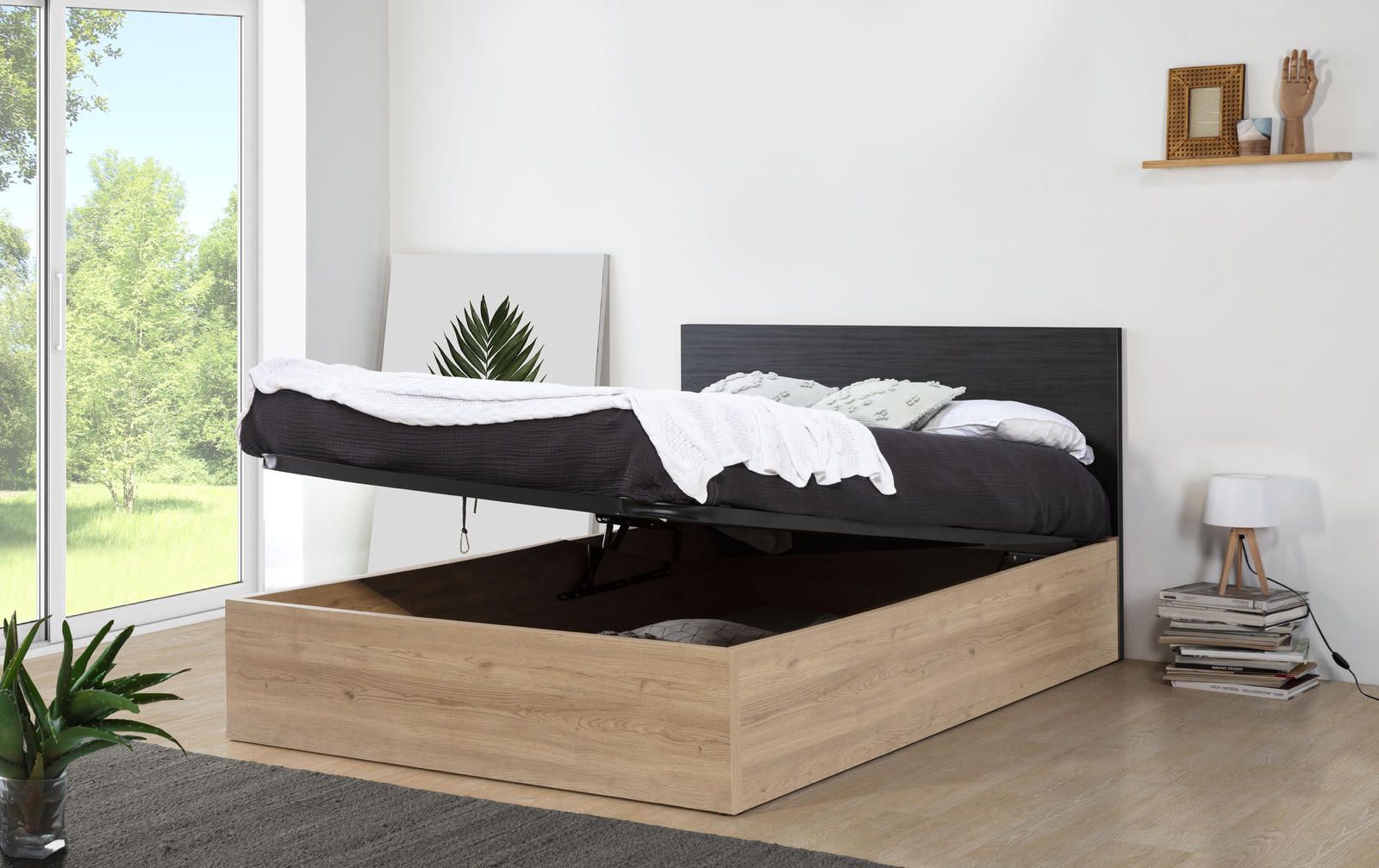 Aldo Designová postel s úložným prostorem 140x190 Natural II - Nábytek ALDO