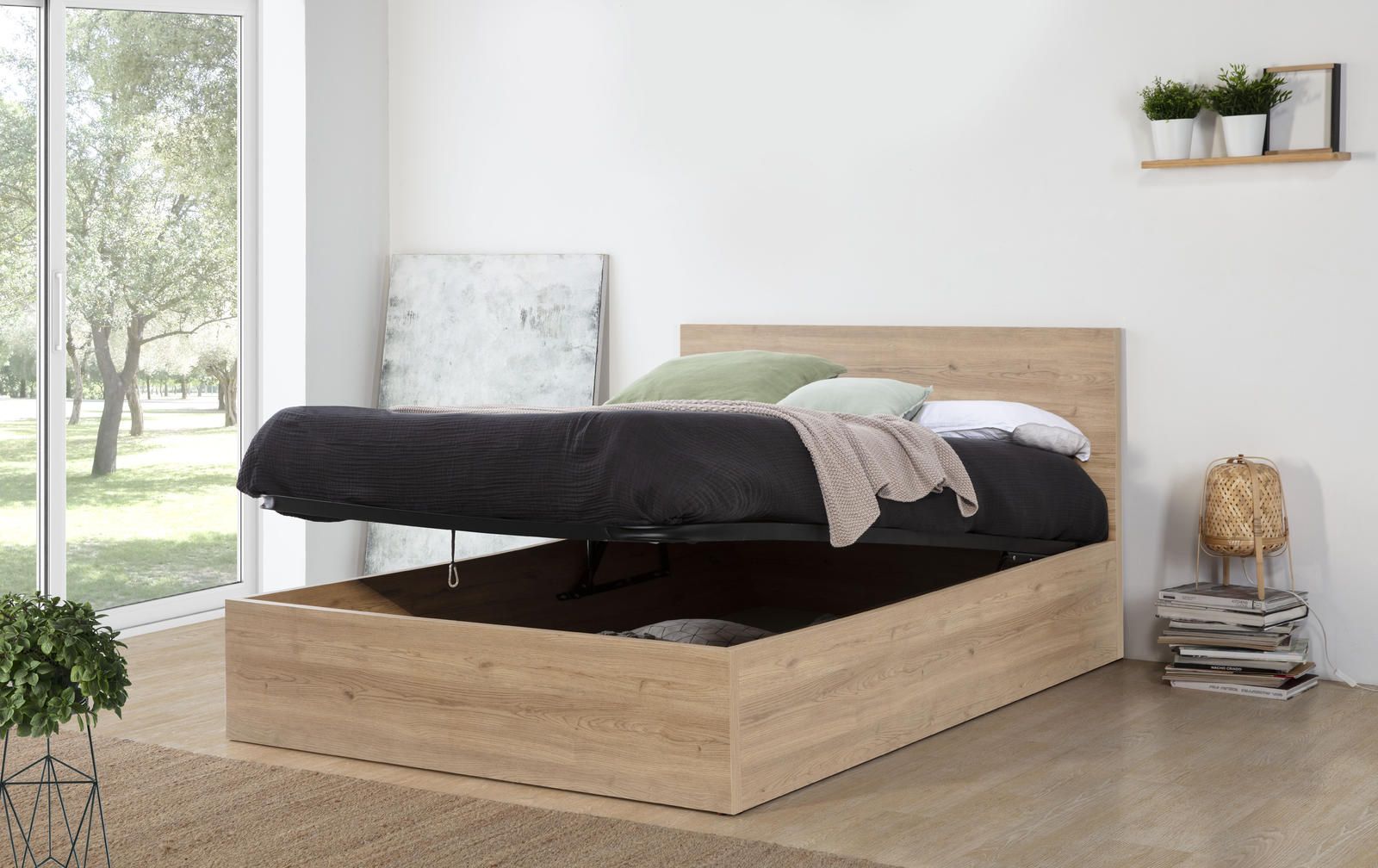Aldo Designová postel s úložným prostorem 140x190 Natural  - Nábytek ALDO